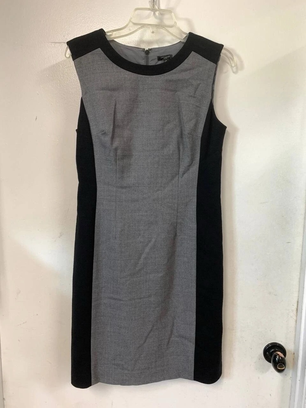 Sleeveless Two-Tone Gray and Black Sheath Dress